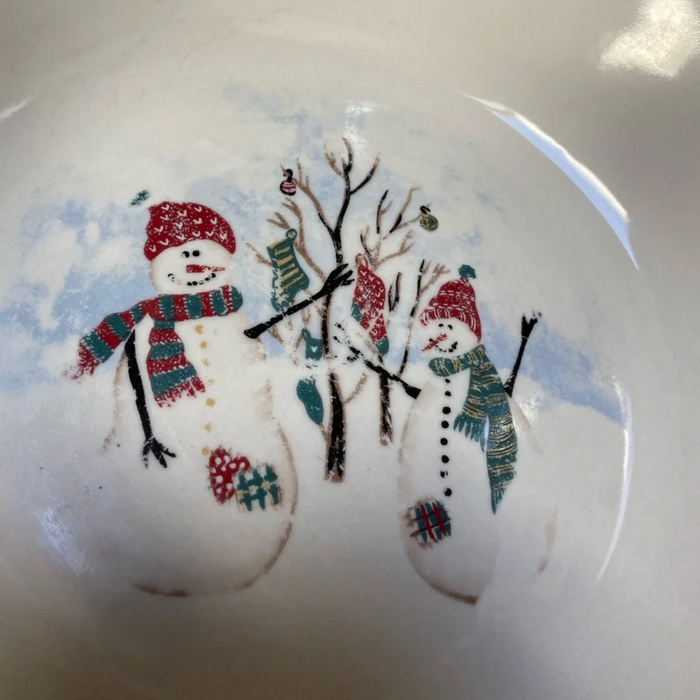 ROYAL SEASONS Serving Bowl Snowmen Stoneware - Picture 2 of 10